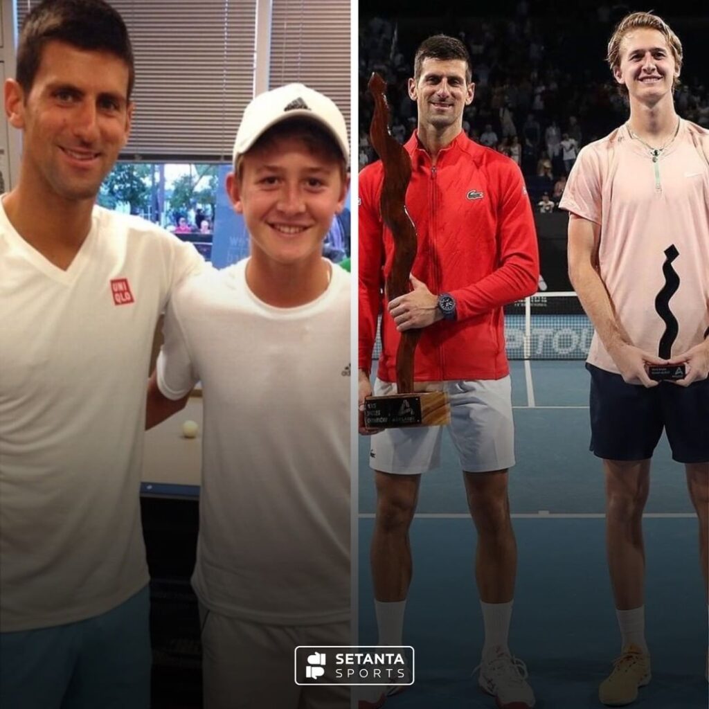 Djokovic with young Seb Korda.